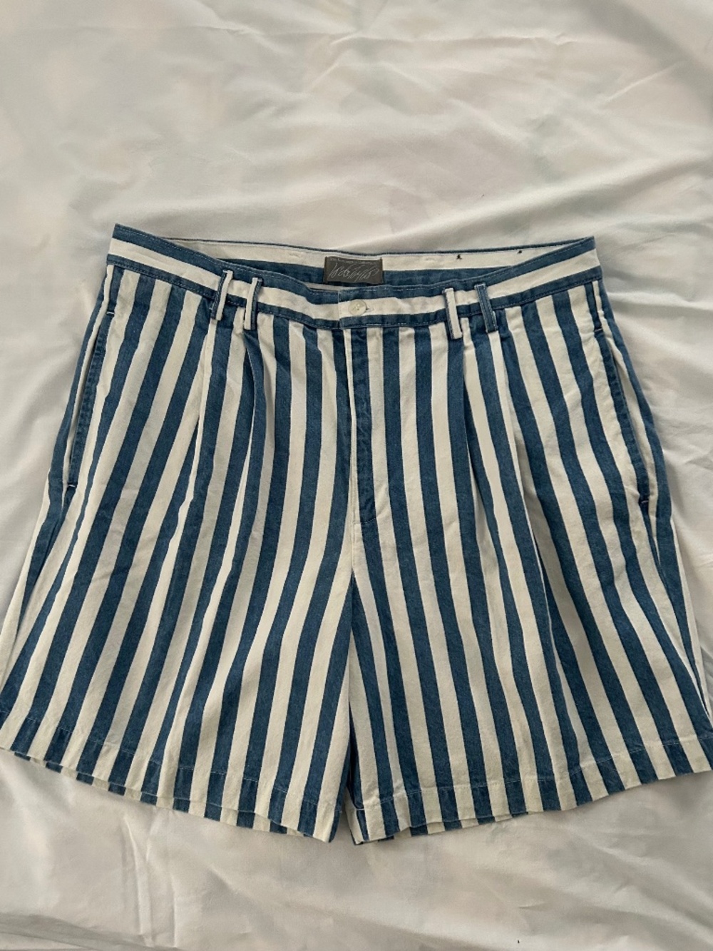 Vintage Lord & Taylor Men’s Blue & White Striped Cotton Shorts — Size 38